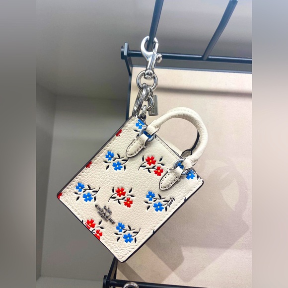 Coach North/South Mini Tote Bag Charm With Floral Print #CU545 - Picture 1 of 8